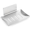 Shimilili Supporto Sapone Doccia Senza Forare, Portasapone Adesivo Acciaio Inox Scarico, Mensola Parete Spazzole Spugne Bagno Cucina Balcone (Argento)