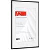 HIMEETIME® 1x Cornice per foto,A2 42x59.4cm,Alluminio spazzolato Metallo Nero,Passepartout 30x42,Cornice 42x60cm Grande per Foto,Solo per Espositore a Parete