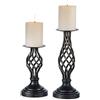 Nuptio Portacandele a Colonna Nero - Portacandele in Metallo Vintage Gotico, Natale Halloween Casa Soggiorno Camino Festa Matrimonio Centrotavola Decorazioni, 2 Pezzi (22cm + 29cm)
