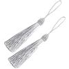 Makhry 20pcs 15.5 cm / 6 Pollici Filo di Seta Segnalibro Nappe con cavo Loop da 2 Pollici e Piccolo Nodo Cinese per Creazione di Gioielli,Segnalibri, Accessorio Fai da te Artigianale (Grigio Argento)