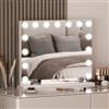 Hamlody Specchio da trucco con luci, 58x46 cm, 15 LED Dimmerabili, 3 temperature di colore, Specchi ingranditore 10x, Ricarica USB/Type-C, Controllo touch e funzione di memoria della luminosità