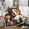 Treer Coperta Plaid in Flanella, 3D Cane Stampa Coperta Pile, Microfibra Coperta Divano Morbida Trapunta per Bambini/Adulti/Singolo Matrimoniale Letto (Beagle,150X130cm)