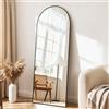 Vortisys Specchio a Figura Intera 160 x 50 cm, Specchio da Terra ad Arco con Supporto, Vetro Temperato, Cornice in Lega di Alluminio, Camera da Letto Soggiorno