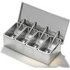 PORFOYO 4 Scomparti in Acciaio Inox per Condimenti: Contenitore per Ingredienti per Pizza, Con Coperchio E Cucchiaio, Contenitore per Spezie Con 4 Griglie Interne per gastro e cucina