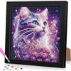 Lxmsja 5D DIY Diamond Painting Kinder Katze Tiere, Diamant Painting Bilder Kinder Erwachsene, Diamond Painting Mädchen mit Rahmen, Mädchen Geschenke 4-13 Jahre, Arts Craft für Home Wand Decor