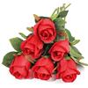 PanBeiQiWEU 6 Pezzi Fiori Rose Artificiali, Rose Finte di Seta a Stelo Singolo, Mazzi di Rose Rosse Artificiali Realistiche per Composizioni Floreali Decorazione Centrotavola