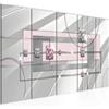 Runa Art Murali XXL Astratto 200 x 80 cm Grigio Rosa 5 Pezzi - Made in Germany - 020555c