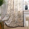 A.Monamour Tenda per Interni Traslucido Semi Oscurante Effetto Lino Floreale Vintage Boho Decorativo con Nappine Tende a Pannello Porta Finestra per Camera da Letto Soggiorno Cucina, 1 Pezzo, nero