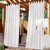 HAIFEI Tende impermeabili per esterni (top velcro design), 2 tende in garza di lino per pergola, patio, giardino, portico (bianco, 132 x 274 cm)