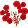 YUNZHISHIYE Decorazione Ventaglio Di Carta Da Appendere Per Feste, Decorazione Di Perle Di Fiori Di Ventaglio Di Carta Rossa, Fiore Di Ventaglio Di Decorazioni Per Festival Di Nozze 12 Pezzi(perla rossa)
