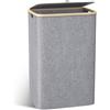 RiboWise Cesto Portabiancheria Sporca Grande -100L Cesto Biancheria Sporca per Bagno in Bambú con Coperchio, Cesta Panni Sporchi con Manici per Bagno, Lavanderia, Camera da Letto per Salvaspazio-Grigio