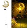 Adiwo Fata della Luna Lampada Solare da Esterno, Impermeabile Fata della Luna Luce solare da giardino, Luci Decorative per Esterni per Balcone, Vialetto, Prato, Patio