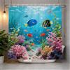 Hongduo Tenda Doccia 120x200 Pesci Tropicali, Antimuffa Corallo Tenda Vasca da Bagno, 3D Tenda per Doccia in Poliestere Impermeabile Lavabile con Ganci