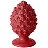 Baroni Home Pigna Siciliana Colorata, Pigna Decorativa in Porcellana Dipinta a Mano, Soprammobile Salotto e Ufficio, 8,5x8,5x14 cm (S), Rosso
