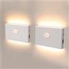 da LIGHT Luce notturna con sensore di movimento a batteria, 2 pezzi LED Illuminazione per scale USB Ricaricabile, luce per armadio Auto/ON/OFF, luce per corridoio 3000K Bianco caldo per corridoio