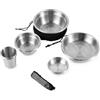 Yunhgft Set Stoviglie da Campeggio per 4/5 Persone in Acciaio Inox, Gavetta Portatile con Posate Pieghevoli per Cucina da Campeggio e Accessori, Set da 4 persone