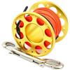 ENSDIEPLS Mulinello da Immersione a Dito, Bobina for Immersioni subacquee da 15 m 30 m Moschettone con bullone in Alluminio Multicolore(30m Gold)