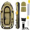 COSTWAY Kayak Gonfiabile per 3 Persone, Set Gommone da Pesca Portatile con Pagaia Doppia, 2 Cuscini per Schienale, Portacanne e Pompa, Canoa Gonfiabile con Borsa per Lago e Mare, Portata 265 kg