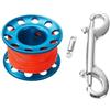 ENSDIEPLS Mulinello da Immersione a Dito, Bobina in Alluminio da 15/30 m Moschettone in Acciaio Multicolore for deriva di relitti di caverne(Blue 15m Line)