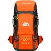 PORRASSO Zaino da Trekking 50L Zaino da Giorno Idrorepellente in Nylon Zaini Campeggio con Cinghie Riflettenti Vani Multipli Backpack Viaggio Rosso