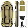COSTWAY Kayak Gonfiabile per 4 Persone, Set Gommone da Pesca Portatile con Pagaia Doppia in Acciaio Inox, 2 Cuscini, Portacanne e Pompa, Canoa Gonfiabile con Borsa per Lago e Mare, Portata 340 kg