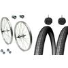 MADICKS Set 2 Ruote Bici - Coppia Ruote Bici Complete 28" x 1.75 700x35 - Cerchio + Copertone + Camera d'Aria - Alluminio/Acciaio - City Bike Olanda Passeggio - Dadi di Fissaggio e Flap Inclusi