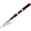 ZMdooreasy Canna da pesca telescopica portatile, struttura in carbonio medio, canna da viaggio, con punta sensibile solida, per pesca d'acqua dolce, con manico in casting, finitura dorata, 1,8 m (bobina fissa