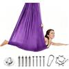 XHWOLGARIAN Set Amaca Yoga Aerea Antigravità 280x150cm, Tessuto Nylon Traspirante e Durevole per Adulti, Kit di Installazione Completo per Fissaggio a Soffitto Portata 200kg (Viola)