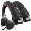 Fincci Set Copertone 26 MTB Pollici 26x2.125 54-559 Pneumatico Pieghevole con Schrader Valvole Interne Camera daria per Strada Gomme Slick Mountain Bike Ibrida Bici Stradale Corsa Bicicletta