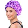 Genérico Cuffia da bagno con motivo floreale 3D, cuffia elastica per capelli lunghi, cuffia da nuoto con texture floreale, comoda accessorio da piscina elasticizzata, per ragazze, adulti e bambini