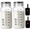 Vervevum Bottiglie per il latte in vetro da 2 pezzi, tazza in vetro borosilicato a tenuta stagna da 12 once con coperchio, bilancia e manicotto, bottiglia per il latte adatta al microonde per la scuola di uff