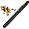 Horett Canna da Pesca Combinata Penna Tascabile Canna da Pesca Telescopica Kit Mulinello Mini Portatile in Lega di Alluminio 20,5 Cm Estende 99 Cm con Mulinello in Ottone (Nera)