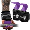 Gymreapers Coppia di ganci per sollevamento pesi, resistenti cinghie da polso, supporto per stacchi, trazioni alla salita, coprispalle - guanti da palestra per uomini e donne (viola)