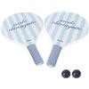 Fisura - Set racchette da spiaggia "Modo chiringuito". Racchette da beach tennis in legno bianco e blu con borsa a rete. 2 palline incluse.