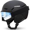 VCOROS Casco da Sci con Occhiali da Sci Casco Sci per Uomo Donna con Cuscinetti Auricolari Rimovibili Ventilazione UV Ski Helmet per Ski (Nero Opaco+Occhiali da Sci, M)