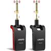 LEKATO Wireless Guitar System Trasmettitore e ricevitore stereo wireless per chitarra 1/4e 1/8 Spine 2 in 1 6 canali 2.4GHz Ricaricabile per chitarra elettrica, basso, tastiera