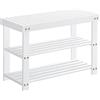 SONGMICS Panca Portascarpe, Scarpiera in Bambù a 3 Livelli, Panca per Corridoio, Può Contenere fino a 130 kg, 28,7 x 70,1 x 45,3 cm, per Ingresso, Bagno, Camera da Letto, Bianco LBS004W01