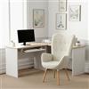 MEUBLE COSY Sedia da Ufficio con Braccioli, Poltrona da Scrivania Ergonomica Imbottita in Tessuto, Sedia da Lavoro Comoda per Studio, Home Office, Beige