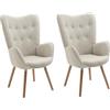 MEUBLE COSY Set di 2 Poltrona Imbottita Scandinavia Sedia da Salotto con Braccioli Poltroncina Relax in Tessuto con Schienale Alto Gambe in Legno per Camera da Letto Soggiorno, Beige, 66x64x106cm