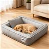 PETCUTE Cuccia Cane Interno Taglia Grande,Cuccia Ortopedica per Cani in Memory Foam con Base Antiscivolo,Bordi Rialzati,Impermeabile,Letto per Cani con Rivestimento Sfoderabile e Lavabile,Grigio,M