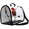 IDAHSOR Borsa da trasporto per pappagalli per uccelli Gabbia per uccelli da viaggio portatile, borsa per pappagalli in PVC leggero e traspirante trasparente con un bastone di legno (Nero)