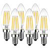LVWIT Lampadine Filamento a LED E14, C35 Gusico Vetro Vintage, 4W Equivalenti a 40W, 470LM, Luce Bianca Fredda 6500K, Forma a Candela, Risparmio Energetico, non Dimmerabile, Confezione da 6 Pezzi