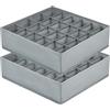 DIMJ Organizer Armadio - Set di 2 Organizer Cassetti Pieghevoli con 24 Scompartimenti Calzini Ciascuno, Divisori per Cassetti in Non Tessuto, per Intimo, Vestiti, Calzini e Cravatte, Grigio Chiaro