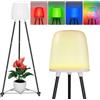 OUSFOT Lampada Solare da Terra Esterno RGB e Bianco Caldo, Impermeabile Piantana con Supporto per Fiori per Un'illuminazione Sostenibile della Terrazza, Luci Solari da Giardino, Piscine, Cortili