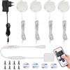 ALFFREUDE Lampada LED Submobile Cucina Rotonda Ultra Slim, Set di 4 lampade da armadio, 3000 K, bianco caldo, 2,5 W, 12 V, illuminazione a LED, cucina sotto mobile con telecomando per armadio, contro