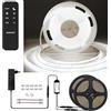 BUNACET COB Striscia LED Bianco Freddo 12M 24V Dimmerabile 6500K, 480 LEDs/M Alta Luminosità,CRI90+, con Alimentatore GS, Telecomando RF, Luci LED Tagliabile per Casa Camera Cucina Decorazioni