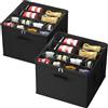 Lifewit Organizer Scarpe Armadio Pieghevole, Scatole per Scarpe Salvaspazio con Coperchio per 12-16 Paia, Shoes Organizer con Supporto Inferiore e Manici Rinforzati, Nero, Set di 2 per 24-32 Paia