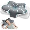 Ehomfory Cuscino Cervicale, 2 in 1 Ergonomico Cuscino in Memory Foam per Dormire, Cuscino per Supporto Cervicale con Federa Sfoderabile e Lavabile, Grigio