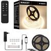 BUNACET COB Striscia LED Bianco Naturale 12M 24V Dimmerabile 4000K, 480 LEDs/M, 2880LED Alta Luminosità, CRI90+, con Alimentatore GS, Telecomando RF, Luci LED Tagliabile per Casa Camera Cucina