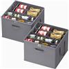 Lifewit Organizer Scarpe Armadio Pieghevole, Scatole per Scarpe Salvaspazio con Coperchio per 12-16 Paia, Shoes Organizer con Supporto Inferiore e Manici Rinforzati, Grigio, Set di 2 per 24-32 Paia
